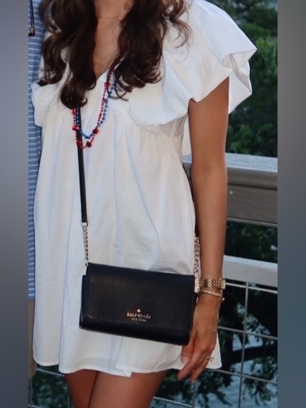 White Ruffle V-Neck Mini Dress - Picture 4 of 5